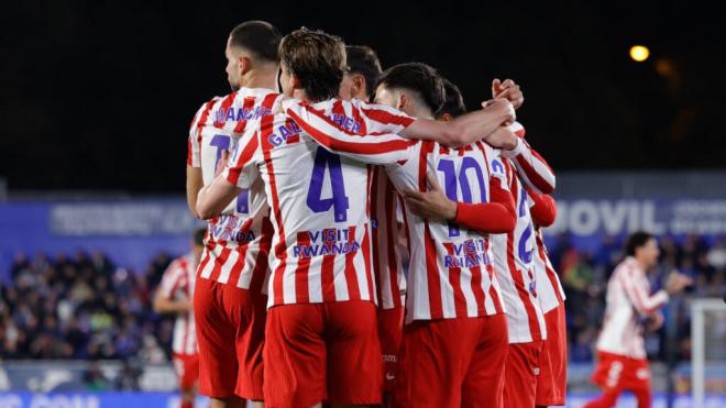 El Atlético celebra en Getafe (Europa Press)