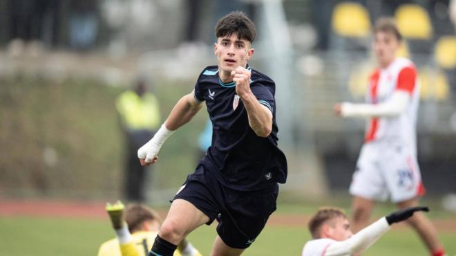 Manex Lozano ha marcado otro gol al Slavia en la Youth League (Foto: Athletic Club).