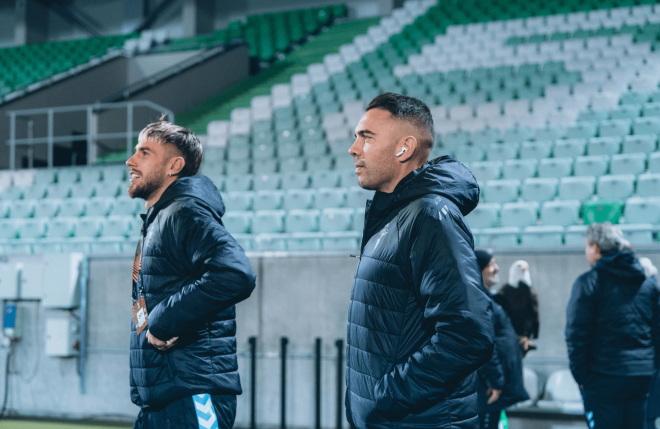 Iago Aspas y Mingueza en el Huvepharma Arena (Foto: Celta).
