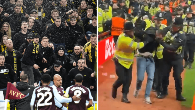 Donyell Malen celebra un gol en el Aston Villa-Young Boys.