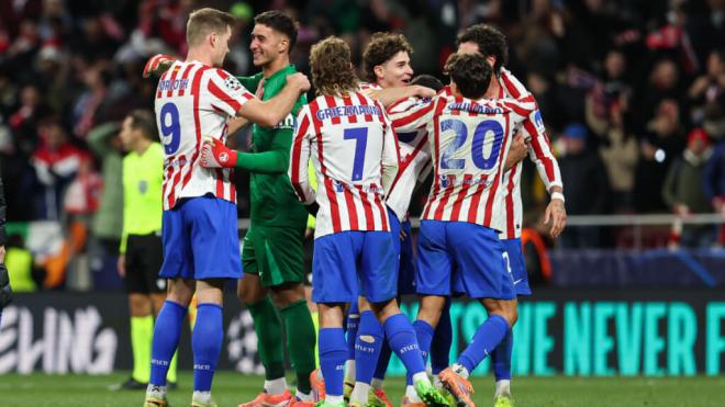 Los jugadores del Atlético de Madrid celebrando la última victoria (Europa Press)