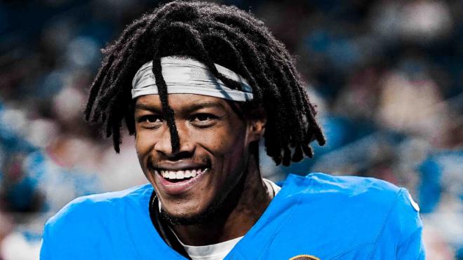 Jameson Williams, durante el partido de NFL Lions-Packers (Foto: Detroit Lions X).