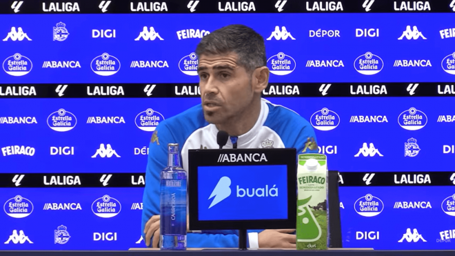 Antonio Hidalgo, en rueda de prensa del Dépor.