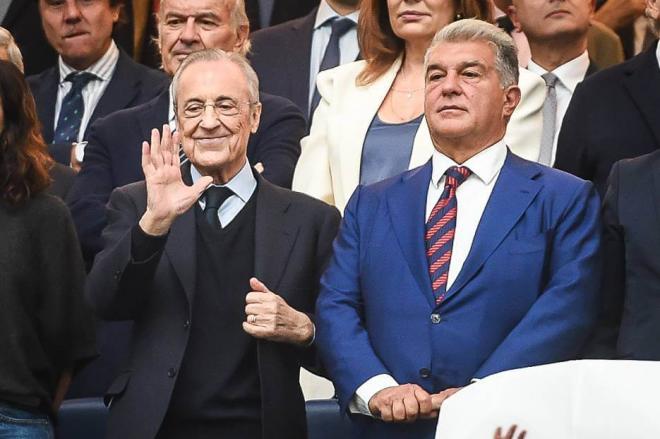 Florentino Pérez y Joan Laporta, en el palco del Bernabéu (Foto: Cordon Press).