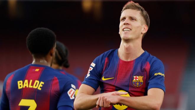 La celebración de Dani Olmo ante el Alavés (EFE)