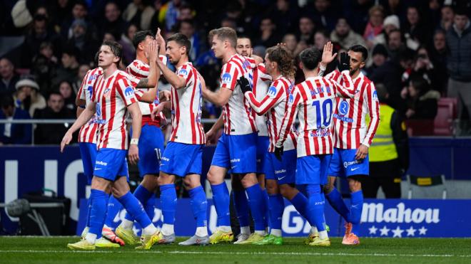 El Atlético celebrando el gol de Sorloth (Europa Press)