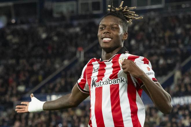 Así celebra Nico Williams su golazo de este sábado frente al Levante UD (Foto: Athletic Club).