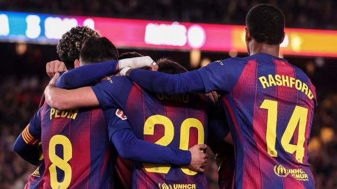 El Barça celebra en el Camp Nou (Europa Press)