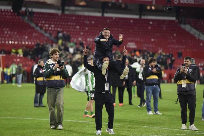 La celebración de Joaquín Sánchez en el derbi (Foto: Kiko Hurtado)