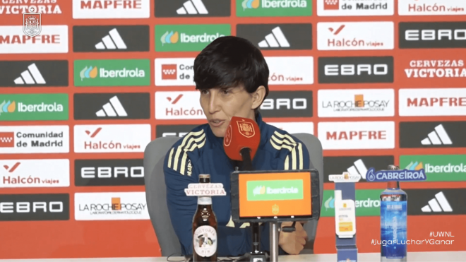 Sonia Bermúdez, en rueda de prensa de la selección femenina.