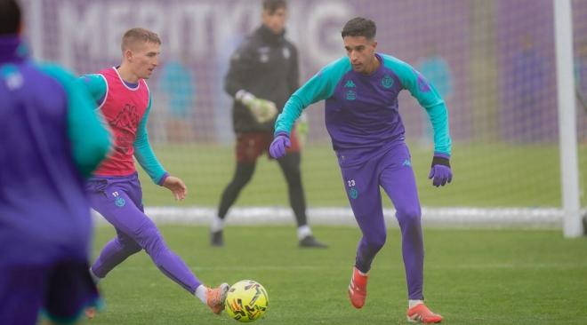 Biuk y Jaouab, en el entrenamiento (Foto: Real Valladolid).