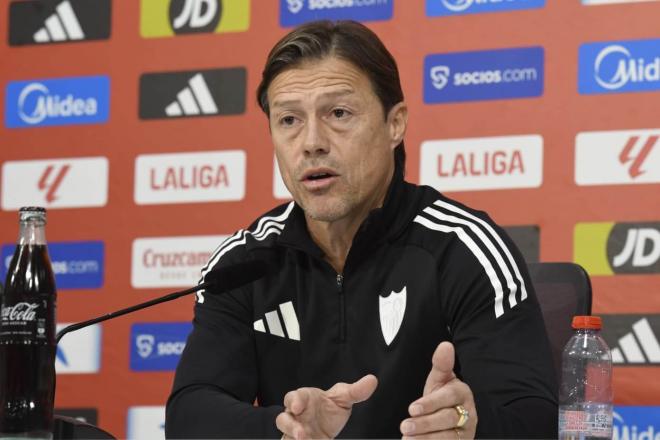 Matías Almeyda, en la rueda de prensa previa al Extremadura - Sevilla (Foto: Kiko Hurtado).