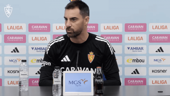 Rubén Sellés, en rueda de prensa del Zaragoza.