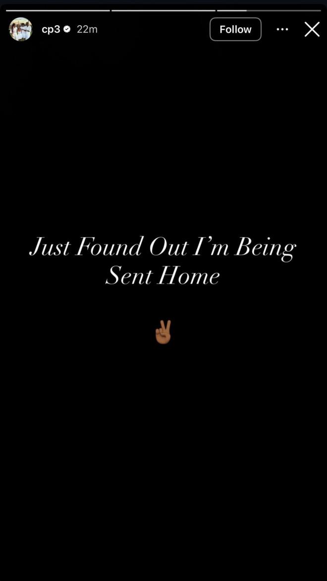 Chris Paul reacciona a su 'despido' en sus redes. Fuente