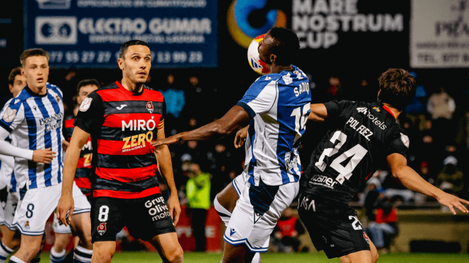 Umar Sadiq, en el Reus-Real Sociedad (Foto: RS).