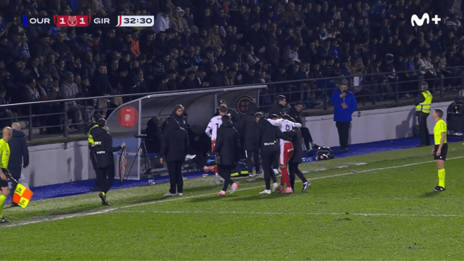 Abel Ruiz abandona lesionado el Ourense-Girona de Copa.