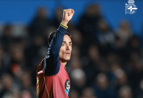 Cristian Herrera celebra su gol en el Sabadell-Dépor (FOTO: @RCDeportivo).