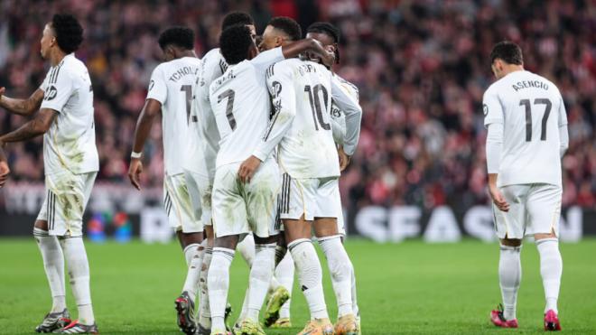 Los jugadores del Real Madrid celebrando un gol contra el Athletic Club de Bilbao (Europa Press)
