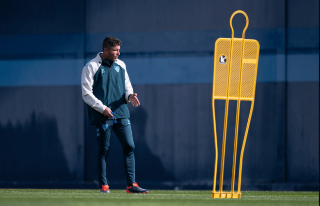 Funes, en un entrenamiento del Málaga (FOTO: Málaga CF).