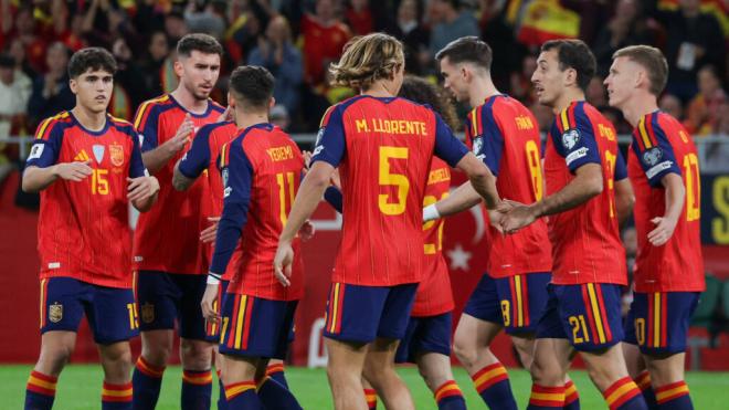 Los jugadores de la Selección Española celebrando un gol (Cordon Press)