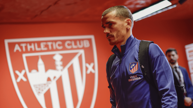 Griezmann, en la llegada del Atlético a San Mamés (Foto: ATM).