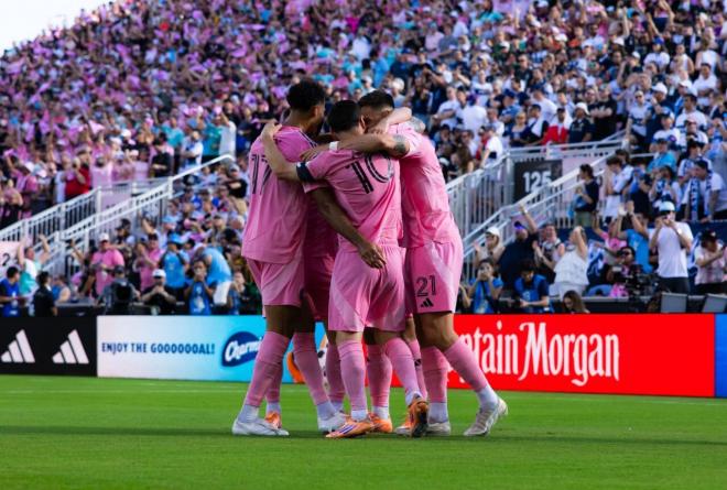 Celebración del Inter Miami tras marcar al Vancouver Whitecaps en la final de la MLS (Foto: MLS).