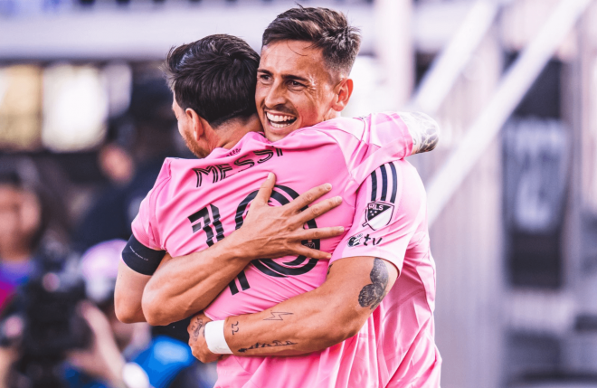 Tadeo Allende y Leo Messi (Foto: Inter de Miami).
