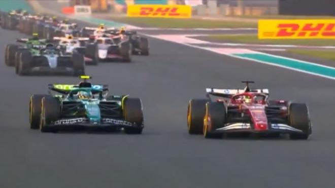 Charles Leclerc y Fernando Alonso, en Abu Dhabi (Foto: F1).