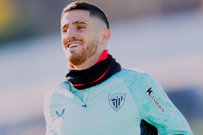 El navarro Oihan Sancet en una sesión de entrenamiento en Lezama (Foto: Athletic Club).