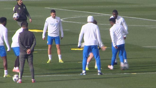 Entrenamiento del Real Madrid antes del partido ante el City.