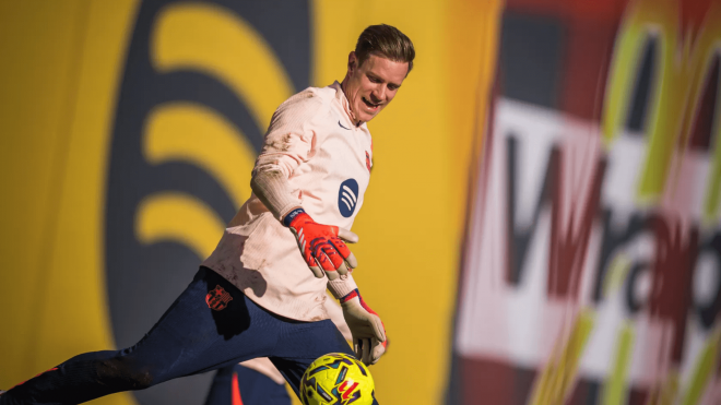 Ter Stegen, en un entrenamiento del Barcelona (Foto: FCB).