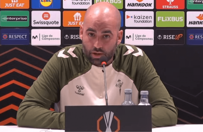 Claudio Giráldez en sala de prensa (Foto: Celta).