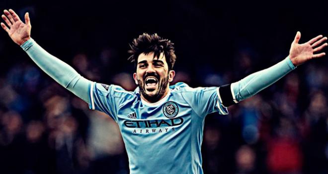 David Villa, celebrando un gol esta temporada.