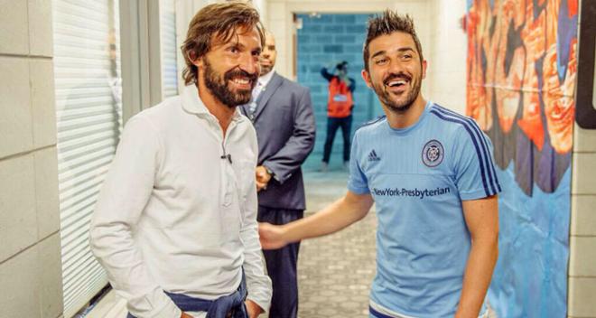 Villa y Pirlo, en las instalaciones del New York City.