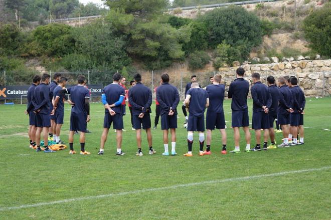 Imagen de un entrenamiento de los tarraconenses. (Joan Alfons López).