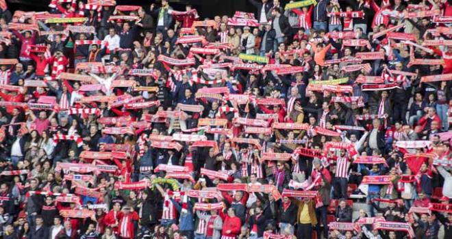 Afición sportinguista, en un partido la última campaña.