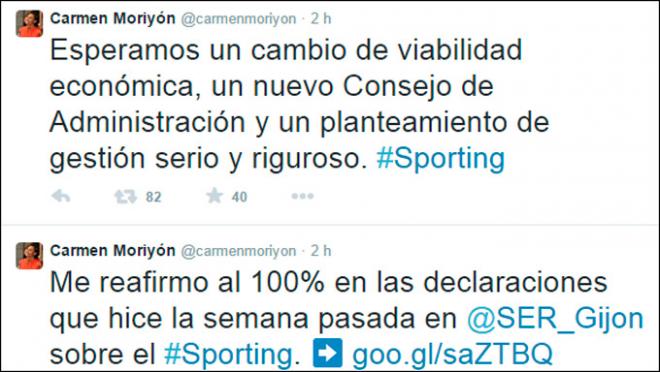 Carmen Moriyón, esta mañana en Twitter.