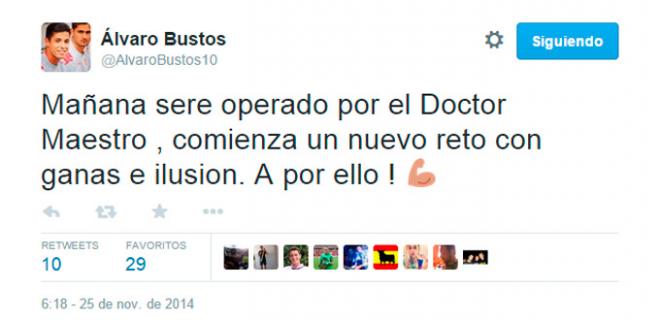 El propio Bustos lo ha confirmado en las redes sociales.