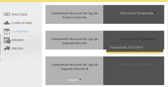 En la web de la RFEF no aparece el calendario de esta temporada.