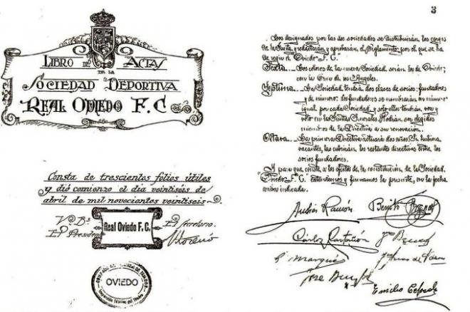 Acta fundacional del Real Oviedo (Foto: Real Oviedo).