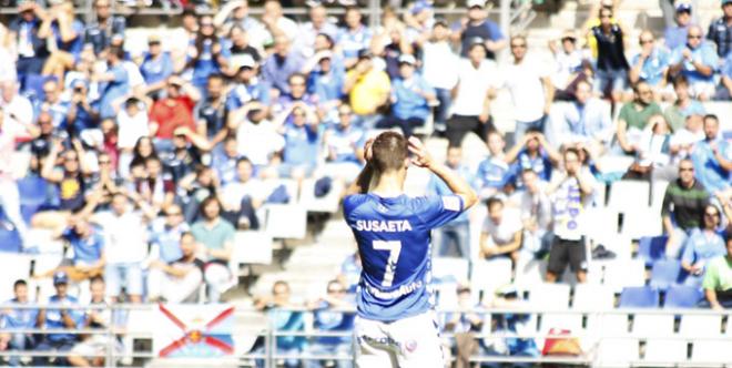 El '7' oviedista será premiado en el acto de presentación de este jueves. (Foto: Lorena Francos).