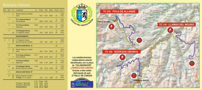 Mapa de los tramos y horarios