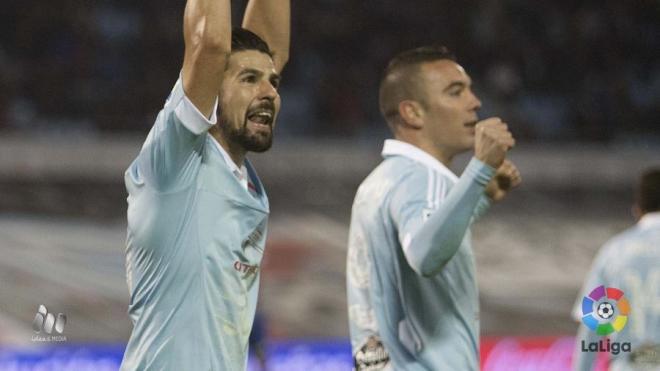 Nolito celebra el gol de la victoria.