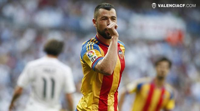 Javi Fuego, celebrando un gol.