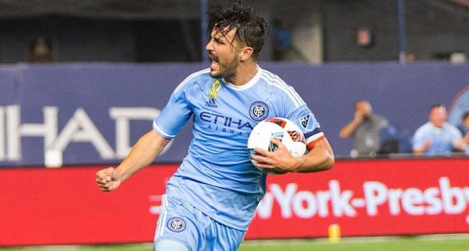 Villa celebra un gol con el New York City