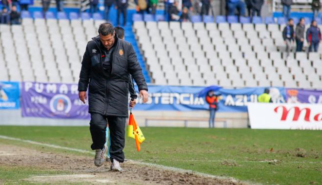 Olaizola durante el encuentro ante el Oviedo (Foto: Lorena Francos).