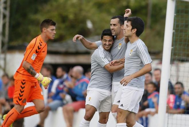 Los jugadores azules celebrando el gol (Foto: RO).