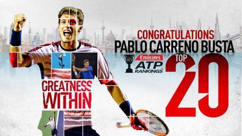 Pablo Carreño irrumpe en el top 20.