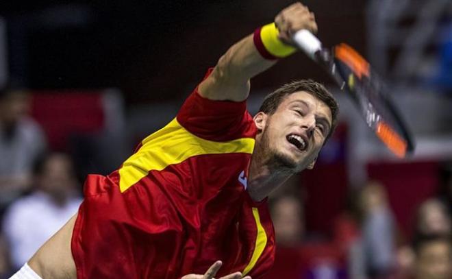 Carreño, durante el duelo de Davis.