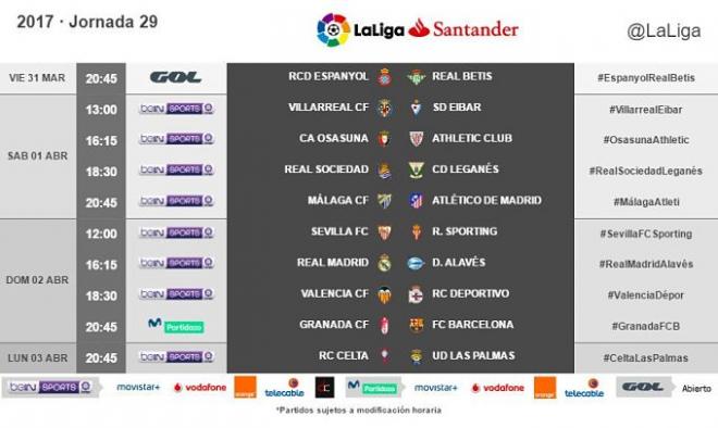 Horarios de la jornada 29 (Foto: LaLiga).